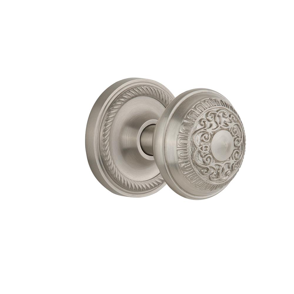 Nostalgic Warehouse ROPEAD Privacy Knob Rope rosette with Egg and Dart Knob in Satin Nickel